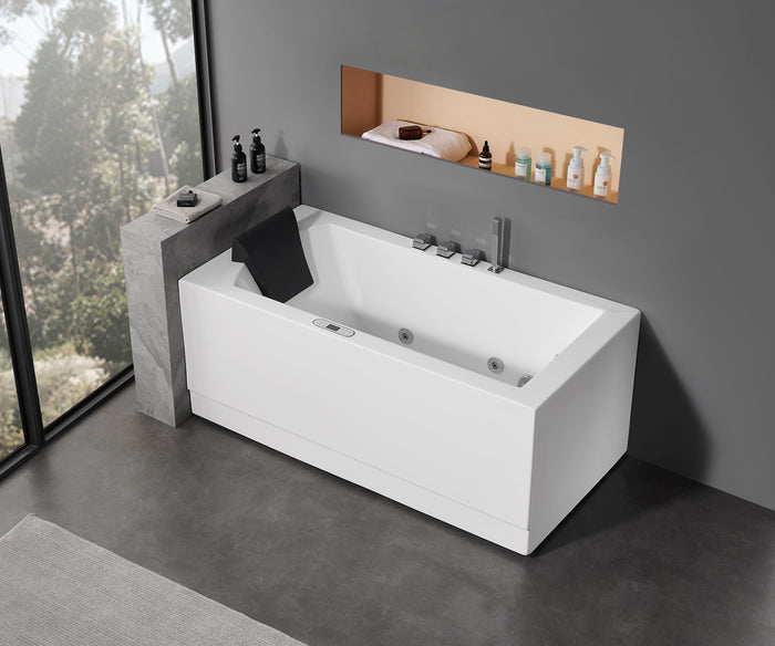 EAGO AM154ETL-R5 5 ft Acrylic White Rectangular Whirlpool Bathtub w Fixtures