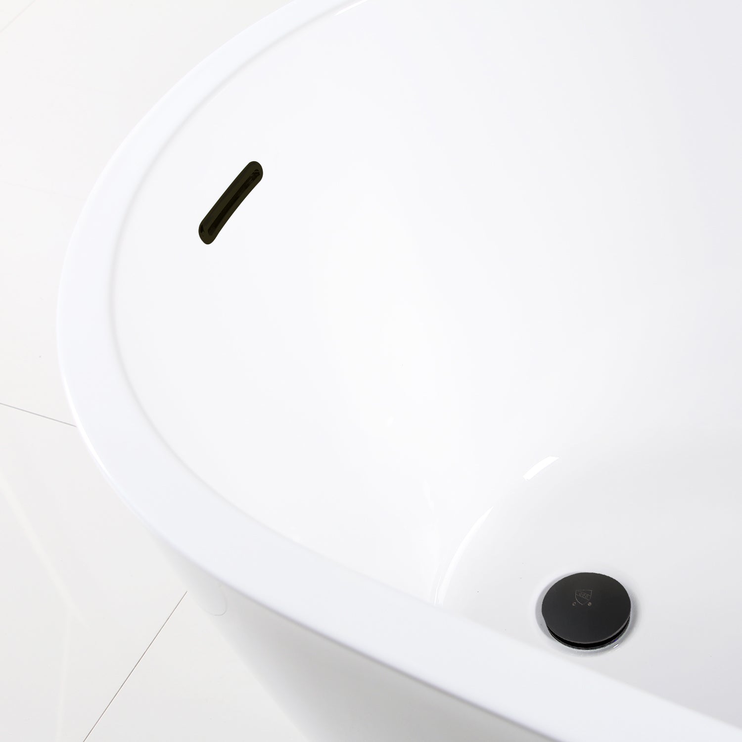 Kingston Brass VTRS542827C310 54" Acrylic Oval Single Slipper Freestanding Tub with Drain, Glossy White/Matte Black
