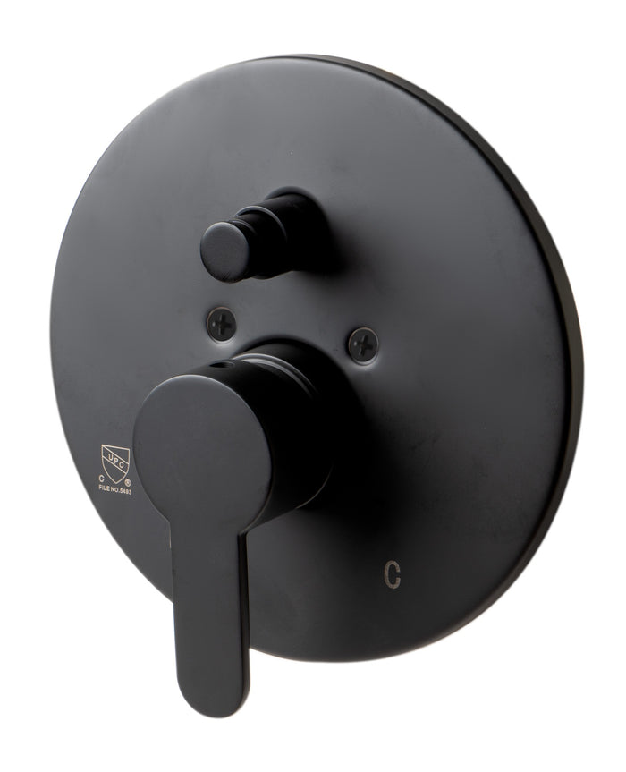 ALFI AB3101-BM Black Matte Shower Valve with Rounded Lever Handle and Diverter