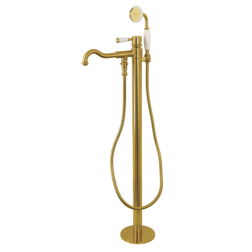 Kingston Brass KS7137DPL Paris Freestanding Tub Faucet with Hand Shower, Brushed Brass