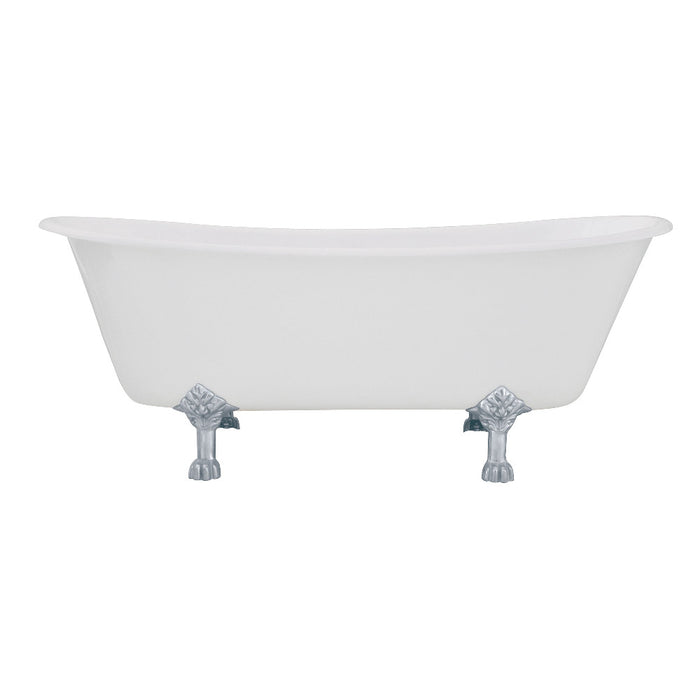 Aqua Eden VCTND6728NH1 67" Cast Iron Oval Double Slipper Clawfoot Tub (No Faucet Drillings), White/Polished Chrome