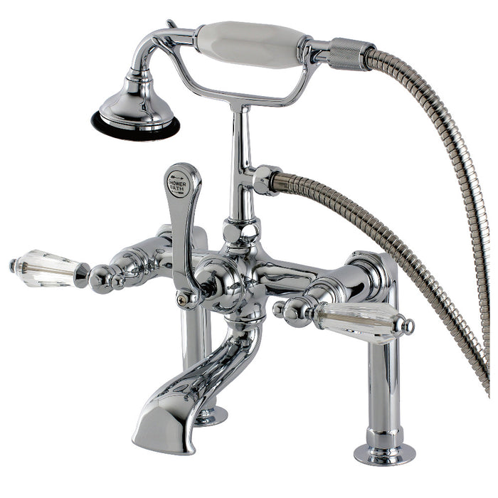 Aqua Vintage AE104T1WLL Wilshire 7" Center Deck-Mount Clawfoot Tub Faucet with Hand Shower, Polished Chrome
