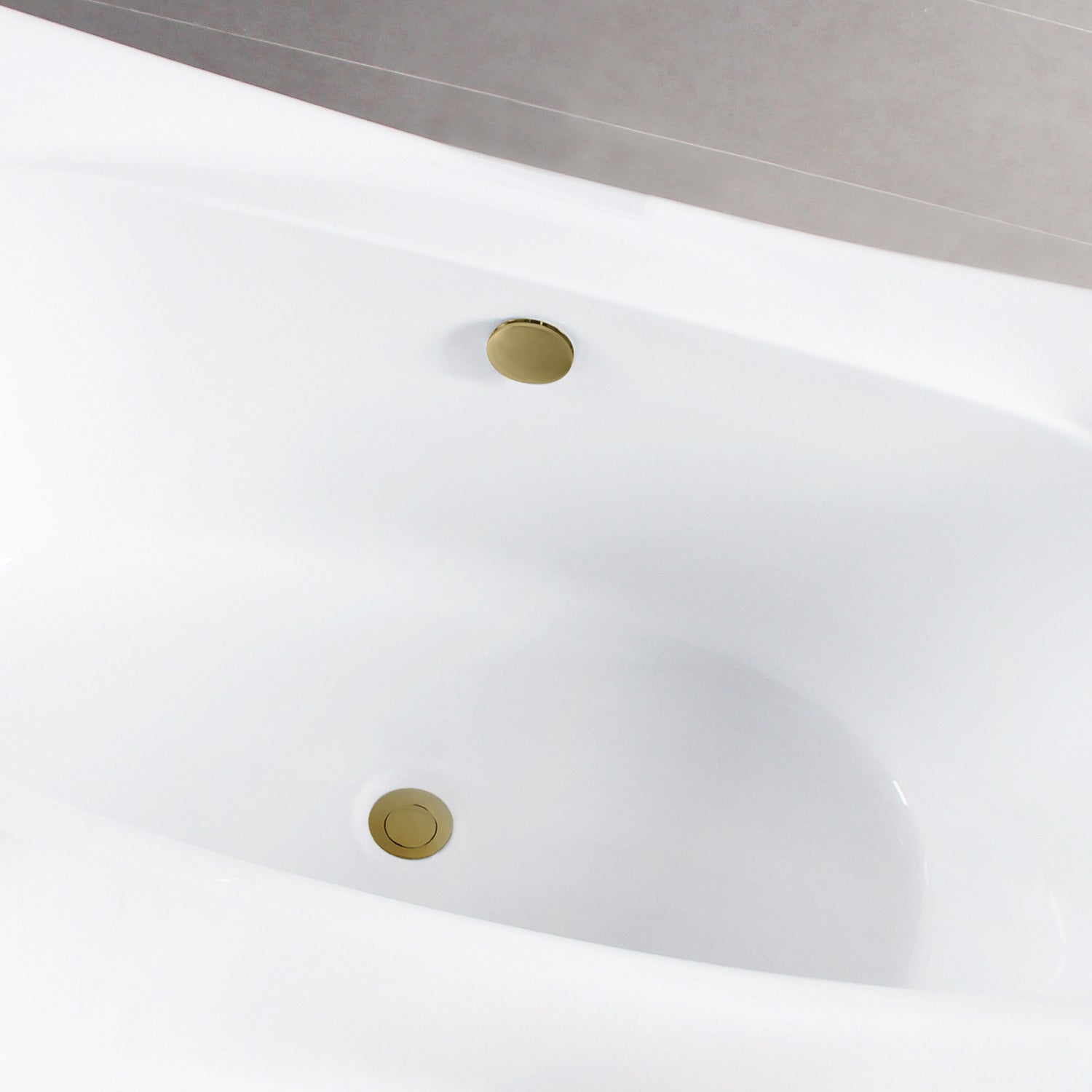 Kingston Brass VTSQ663422M7 66" Acrylic Rectangular Double Ended Freestanding Tub with Overflow/Drain Assembly, Glossy White/Brushed Brass