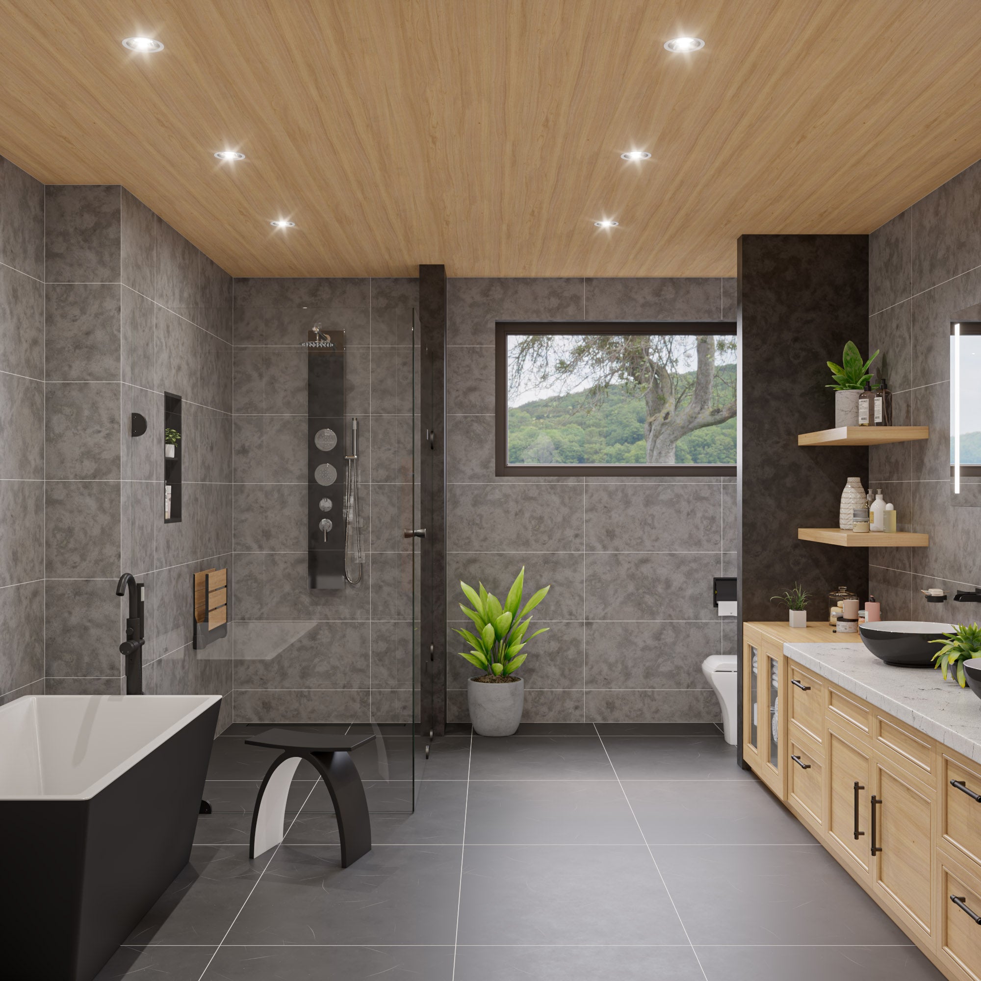 ALFI ABSP55B Black Glass Shower Panel with 2 Body Sprays and Rain Shower Head