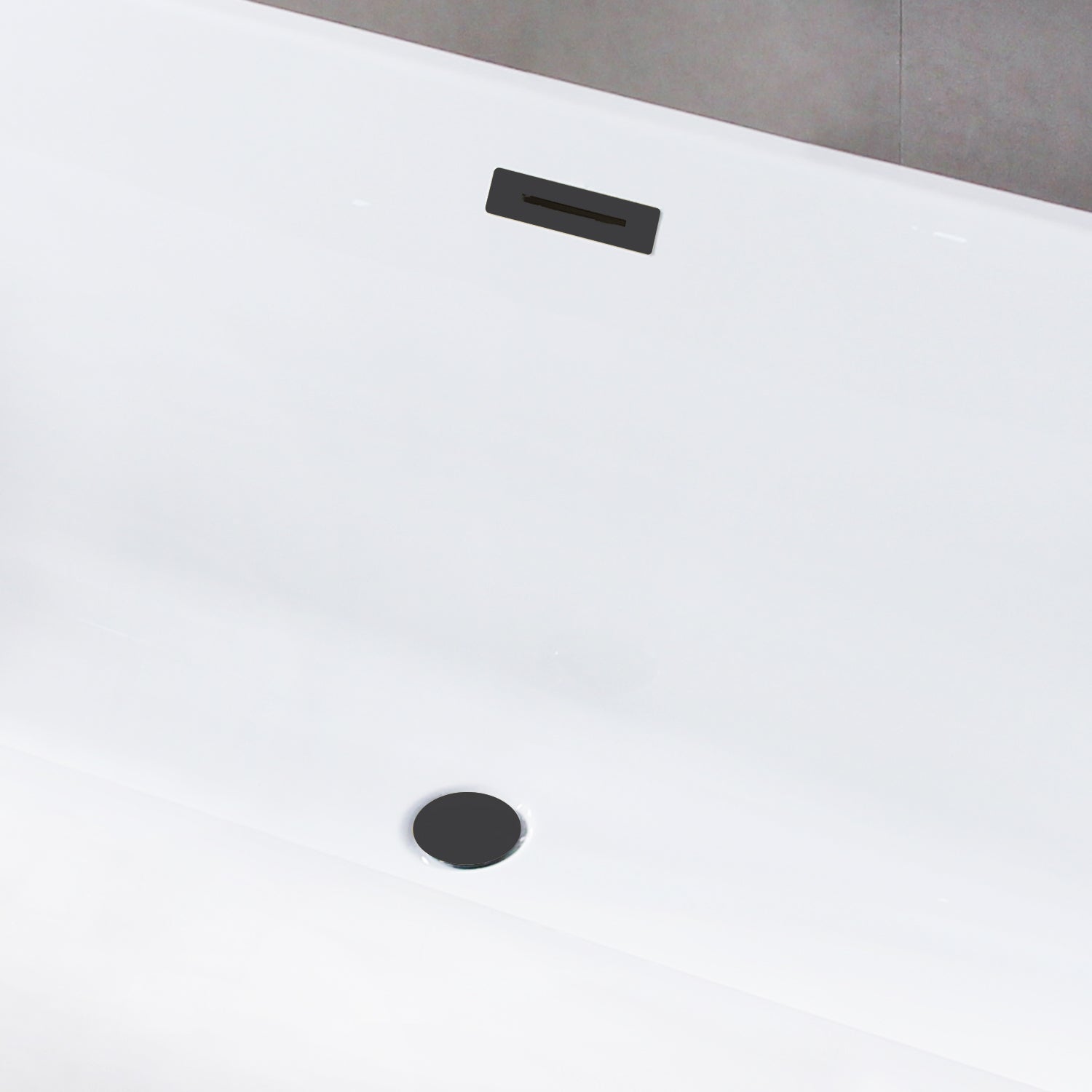 Kingston Brass VTSQ593223C410 59" Acrylic Rectangular Double Ended Freestanding Tub with Drain, Glossy White/Matte Black
