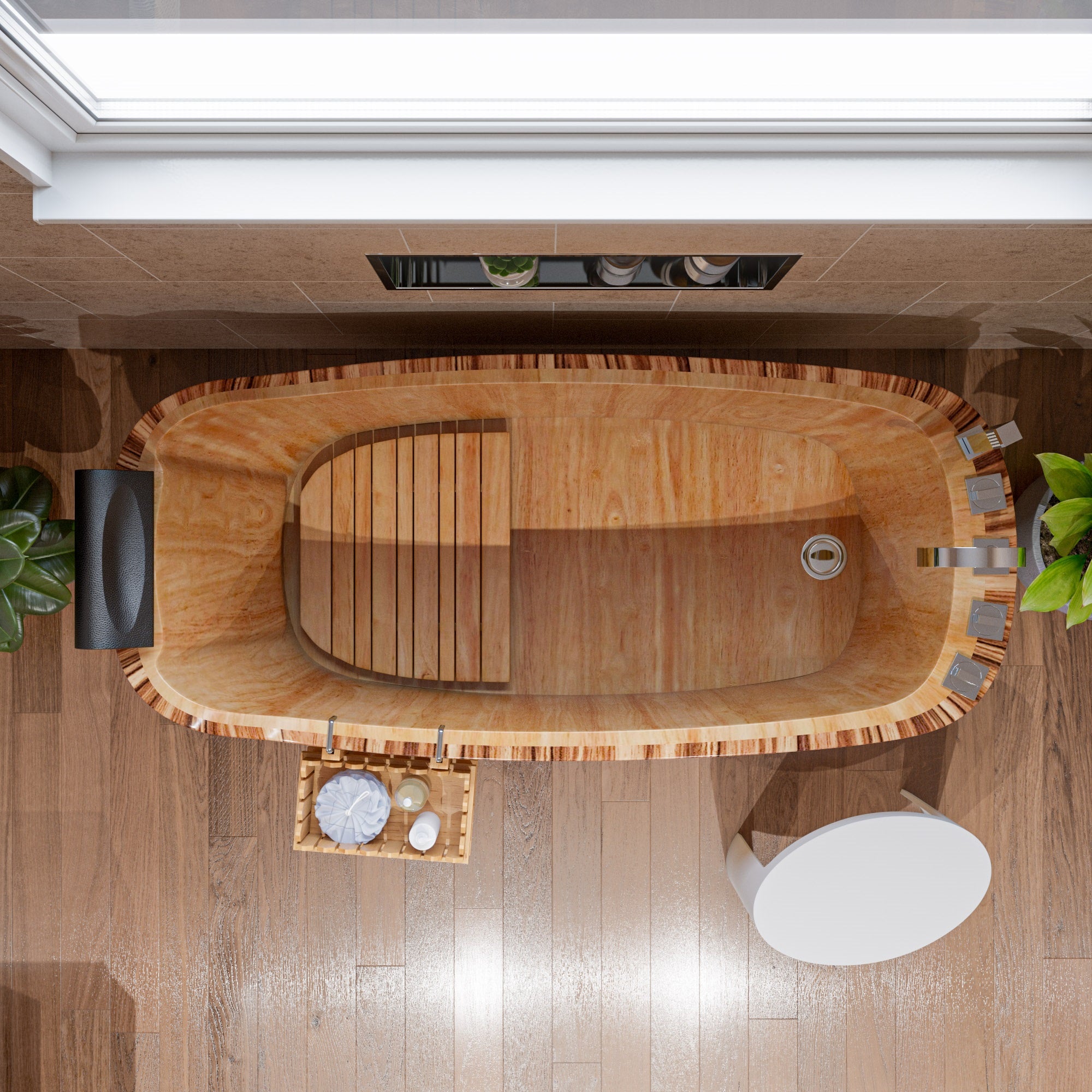 ALFI AB1148 59" Free Standing Wooden Bathtub with Chrome Tub Filler