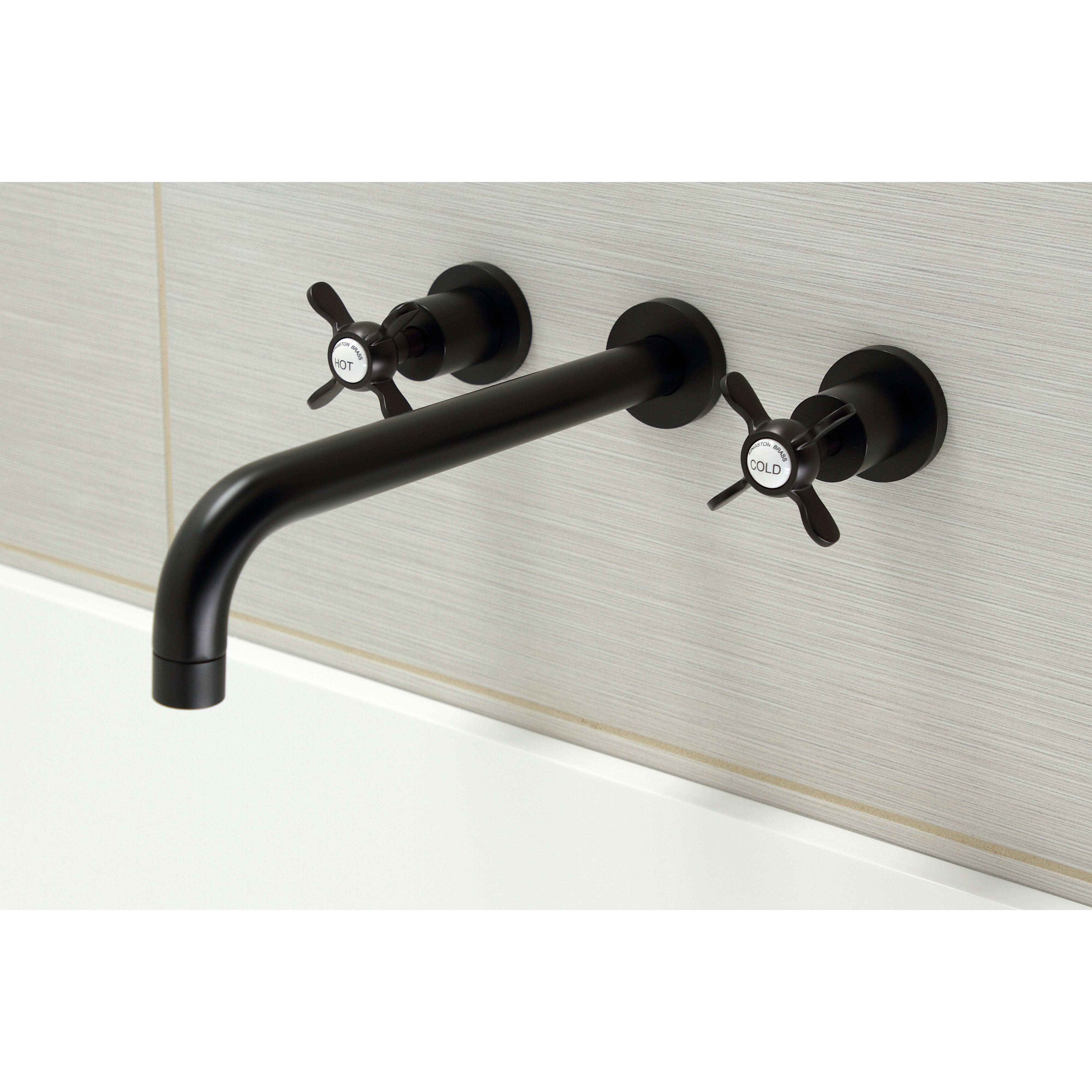 Kingston Brass KS8050BEX Essex Two-Handle Wall Mount Roman Tub Faucet, Matte Black