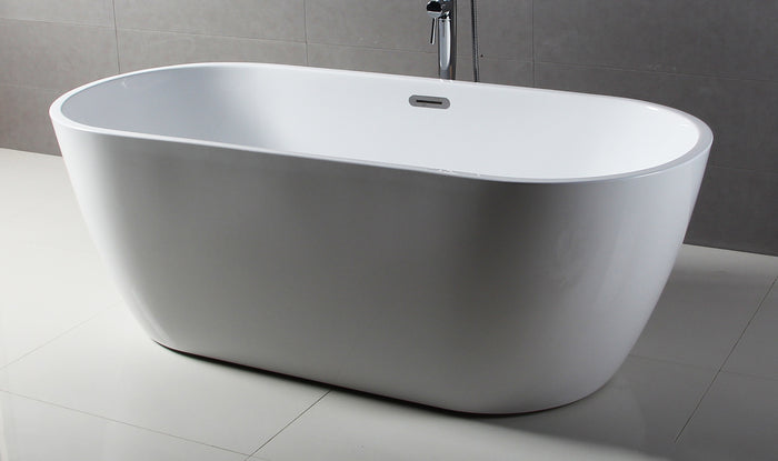 ALFI AB8839 67 inch White Oval Acrylic Free Standing Soaking Bathtub