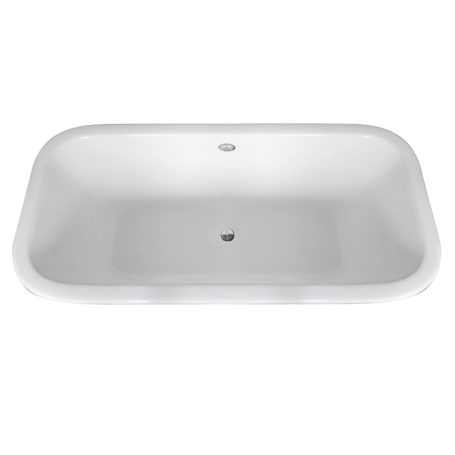 Aqua Eden VCTQND6732NL1 67" Cast Iron Rectangular Double Ended Clawfoot Tub (No Faucet Drillings), White/Polished Chrome