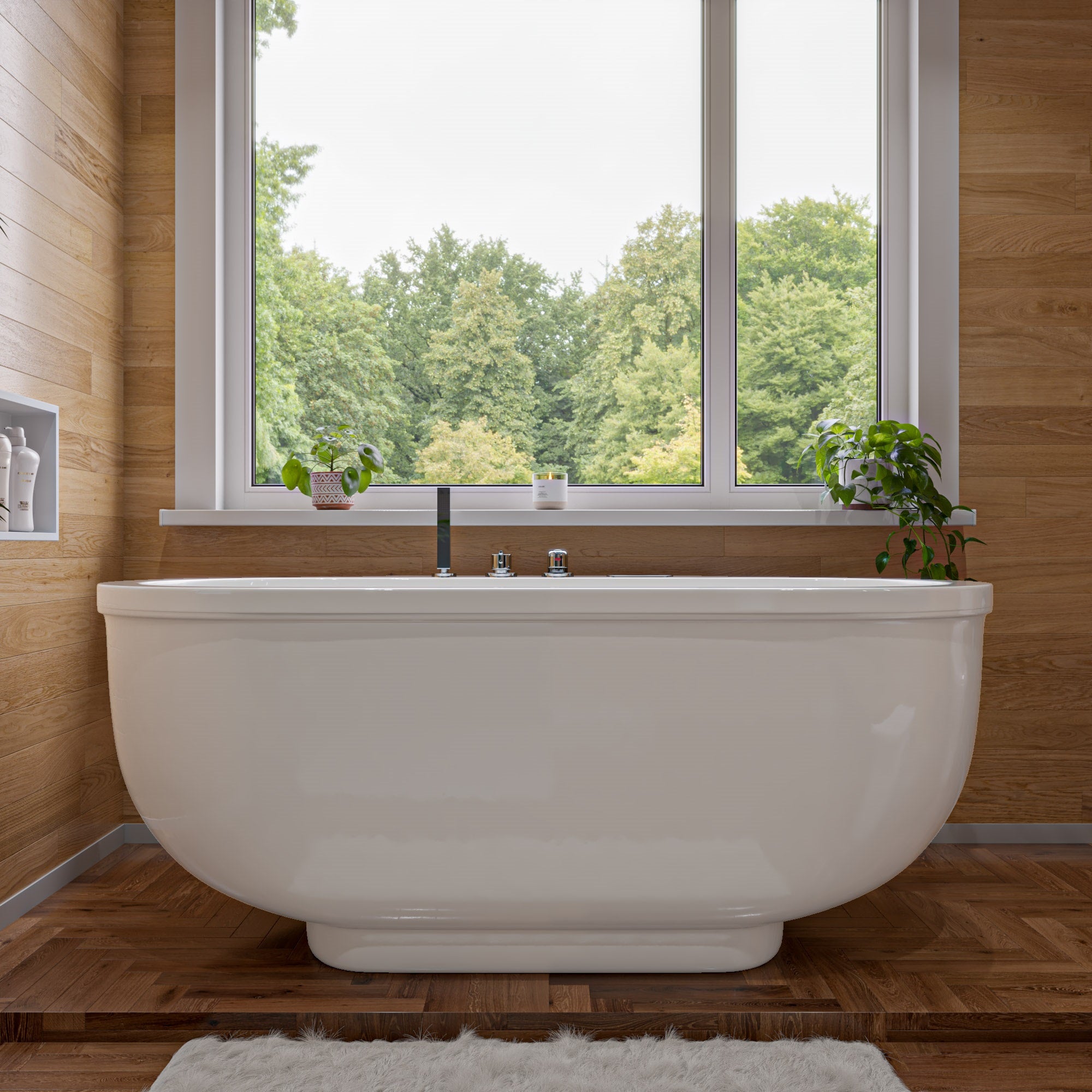 EAGO AM128ETL 6 ft Acrylic White Whirlpool Bathtub with Fixtures
