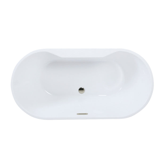 Kingston Brass VTDE552823C426 55" Acrylic Oval Double Ended Freestanding Tub with Drain, Glossy White/Polished Nickel