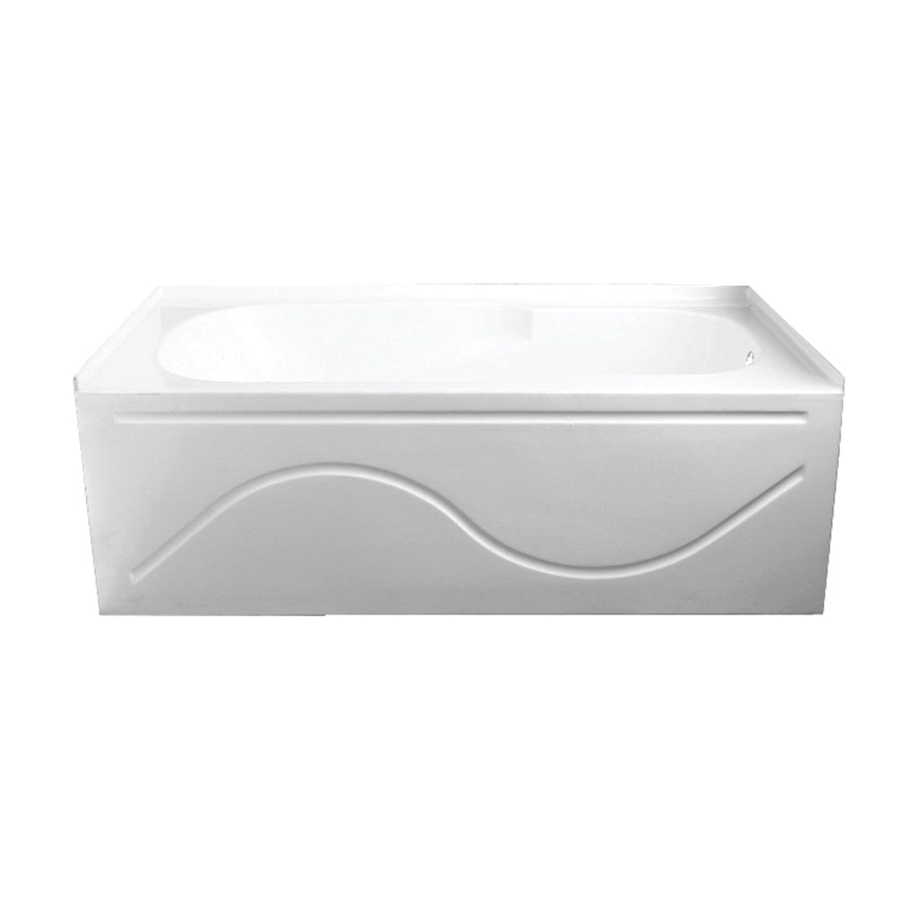 Aqua Eden VTAP603216R 60" Acrylic Rectangular 3-Wall Alcove Tub with Anti Skid and Right Hand Drain Hole, Glossy White