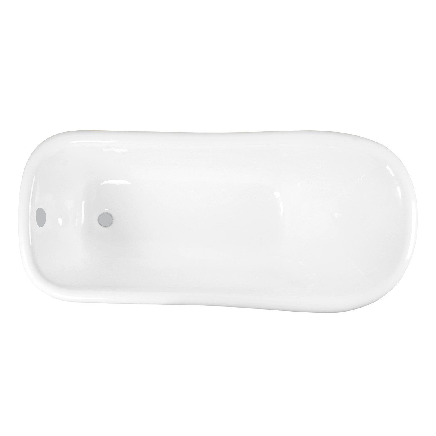 Aqua Eden VCTND6630NF1 67" Cast Iron Classic Flat-Rim Single Slipper Clawfoot Tub (No Faucet Drillings), White/Polished Chrome