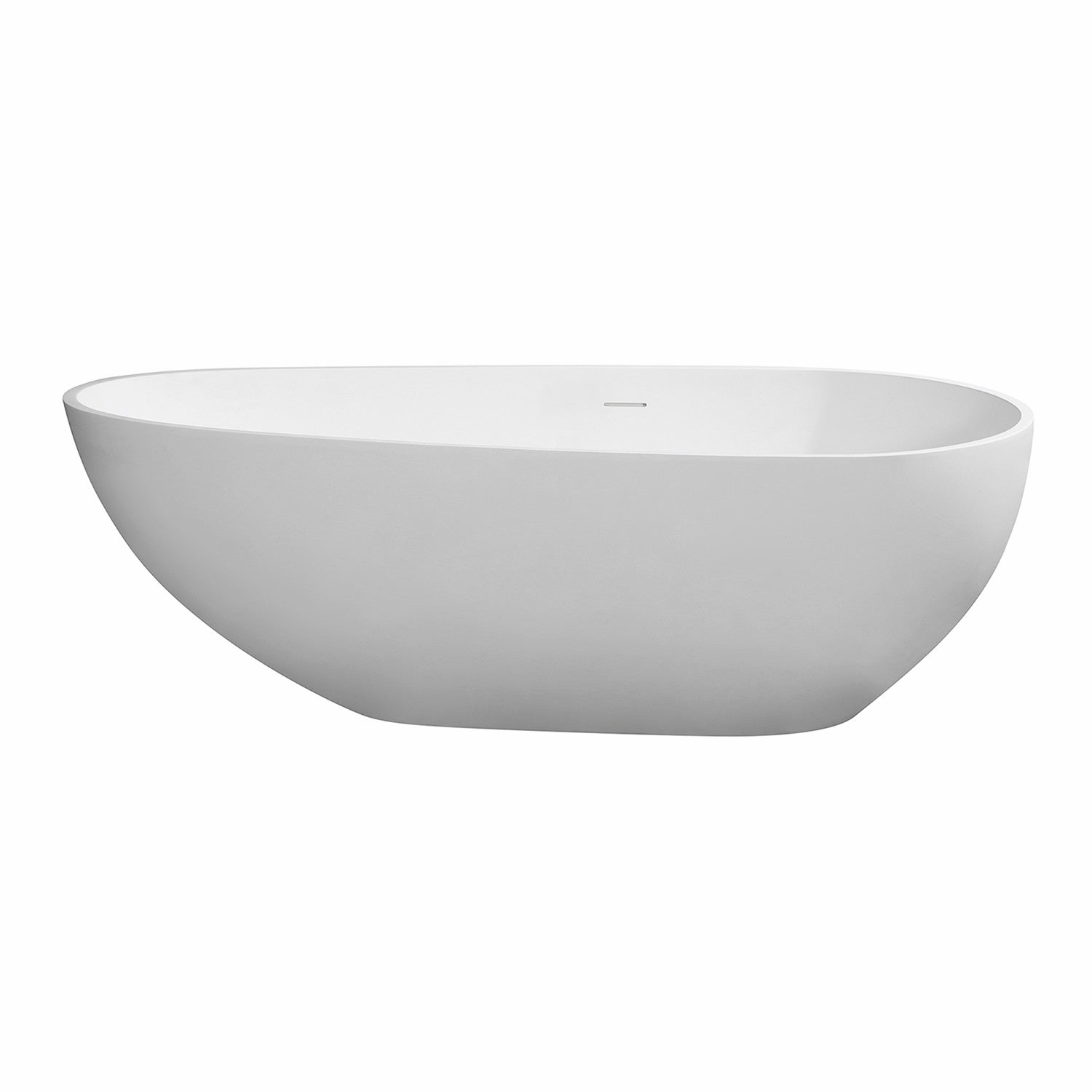 Kingston Brass VRTOV713422 72" Solid Surface Egg Shaped Double Ended Freestanding Tub with Drain, Glossy White/Matte White