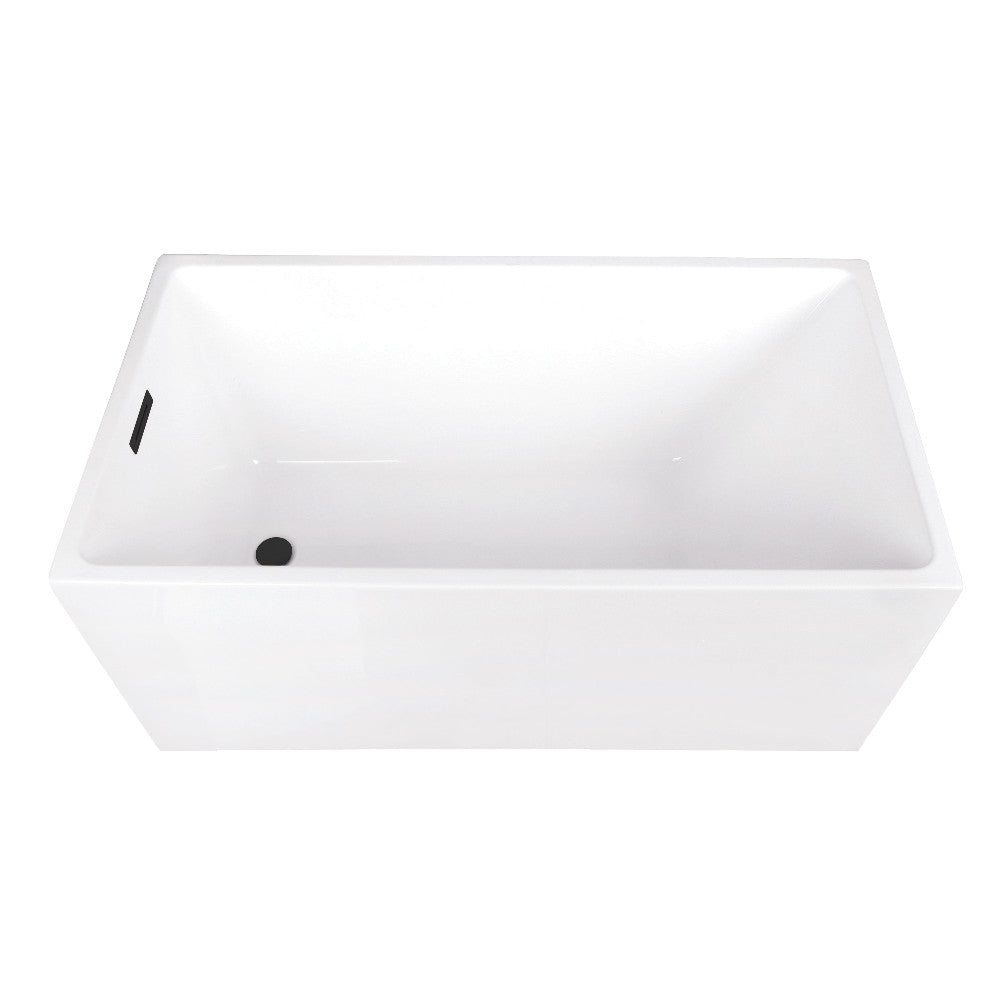 Kingston Brass VTSQ512823C410 51" Acrylic Rectangular Double Ended Freestanding Tub with Drain, Glossy White/Matte Black