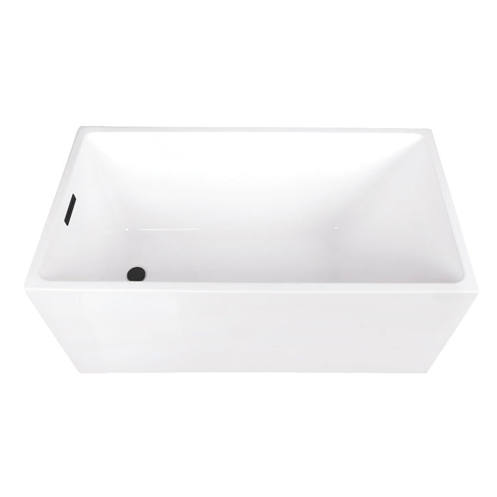 Kingston Brass VTSQ512823C410 51" Acrylic Rectangular Double Ended Freestanding Tub with Drain, Glossy White/Matte Black