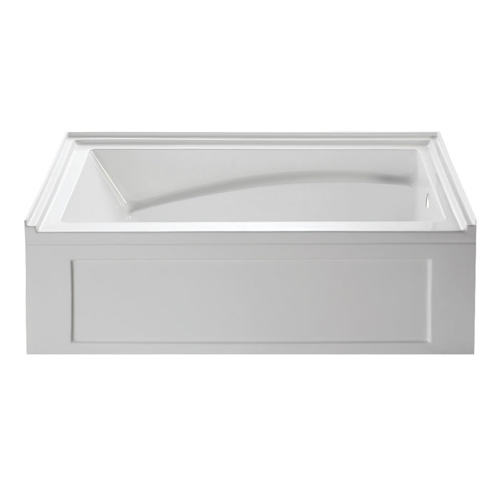 Aqua Eden VTAM6032R22B 60" Acrylic Rectangular 3-Wall Alcove Tub with Armrest and Anti-Skid Surface, Right Hand Drain, Glossy White