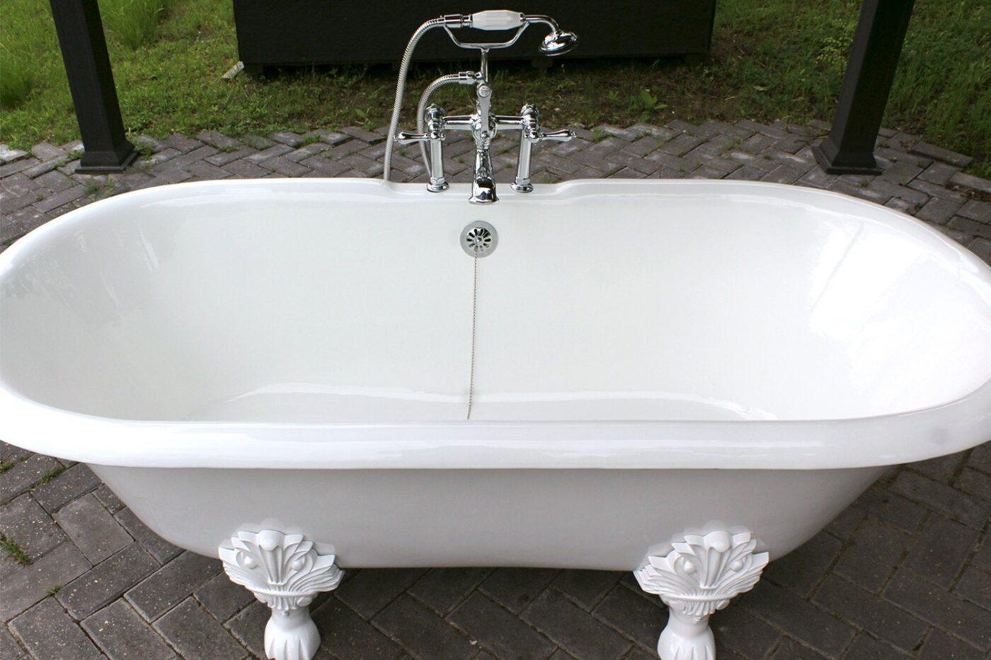 WatermarkFixtures Double Ended 72″ Antique Inspired Cast Iron Clawfoot Bathtub - Bright White - Bathroom Design Center