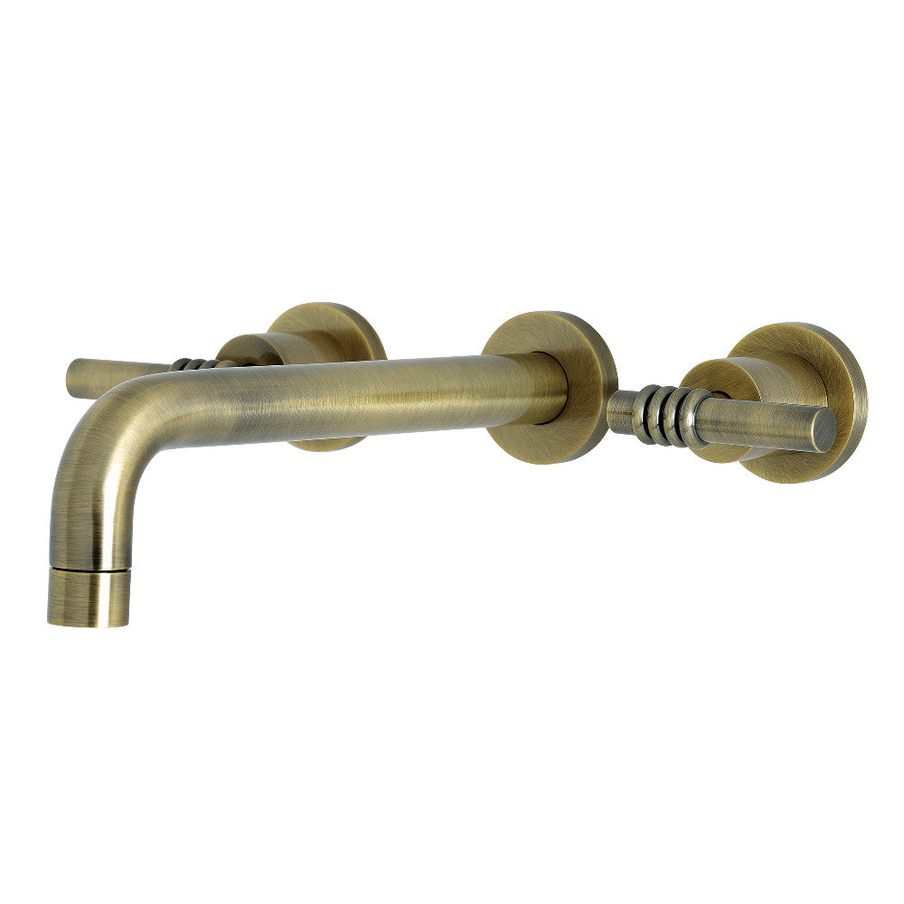 Kingston Brass KS8023ML Milano Two-Handle Wall Mount Roman Tub Faucet, Antique Brass