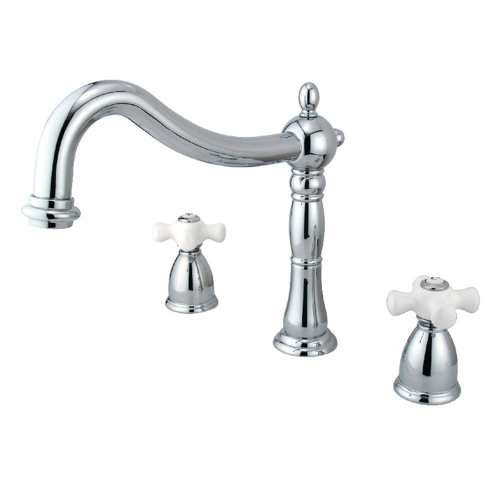 Kingston Brass KS1341PX Heritage Two-Handle Deck Mount Roman Tub Faucet, Polished Chrome