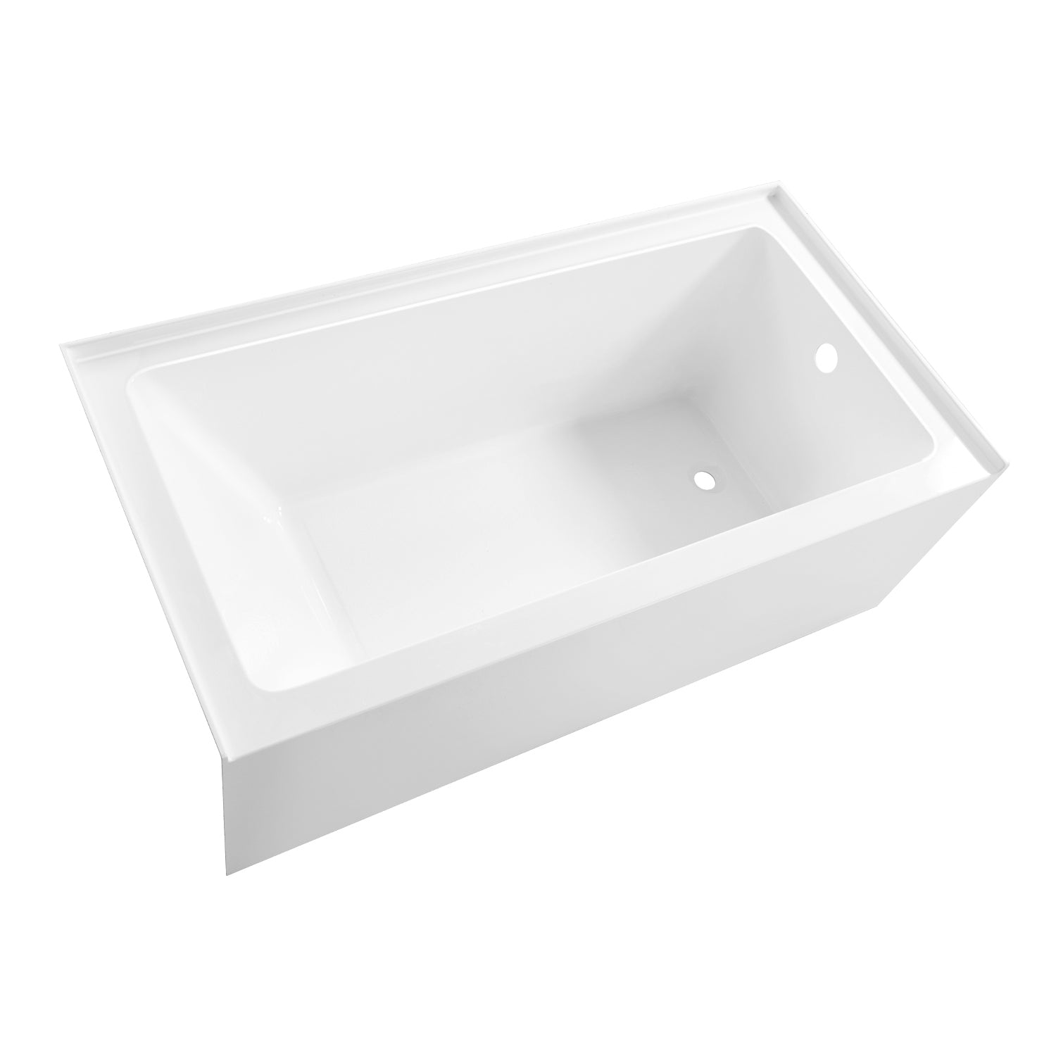 Aqua Eden VTAP6031R22T 60" Acrylic Rectangular 3-Wall Alcove Tub with Anti-Skid Surface, Right Hand Drain Hole, Glossy White