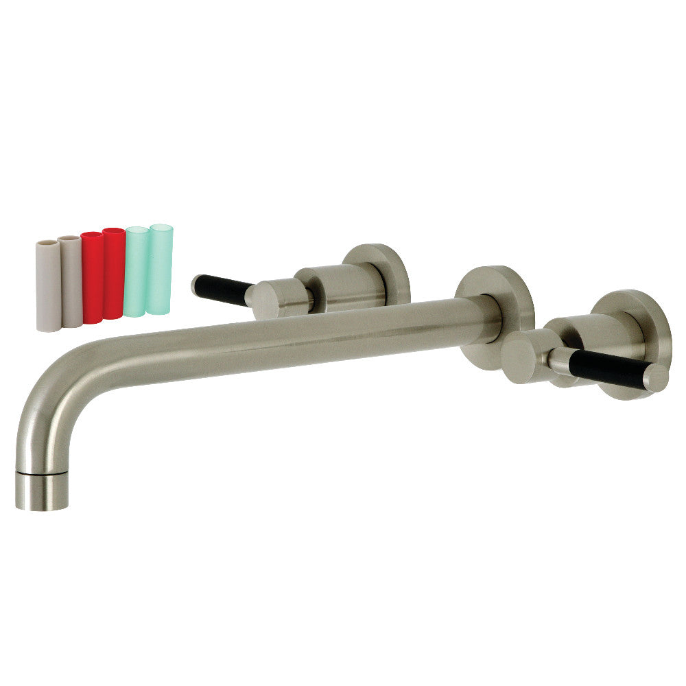Kingston Brass KS8058DKL Kaiser Two-Handle Wall Mount Roman Tub Faucet, Brushed Nickel