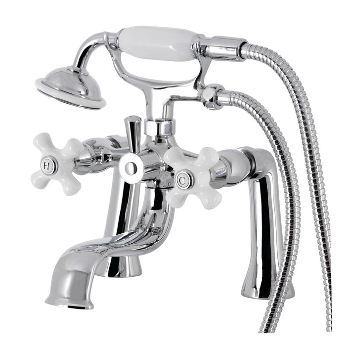 Kingston Brass KS228PXC Kingston 7" Center Deck-Mount Clawfoot Tub Faucet with Hand Shower, Polished Chrome