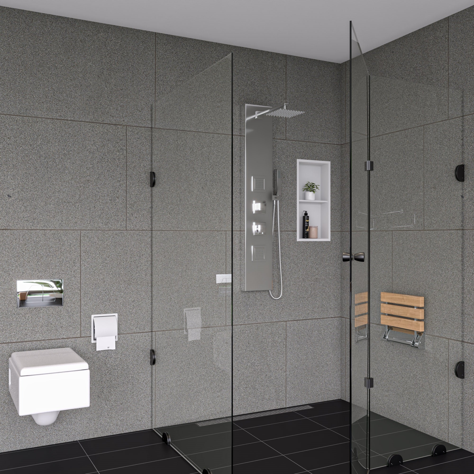 ALFI ABLD32B-BSS 32" Modern Brushed Stainless Steel Linear Shower Drain with Solid Cover