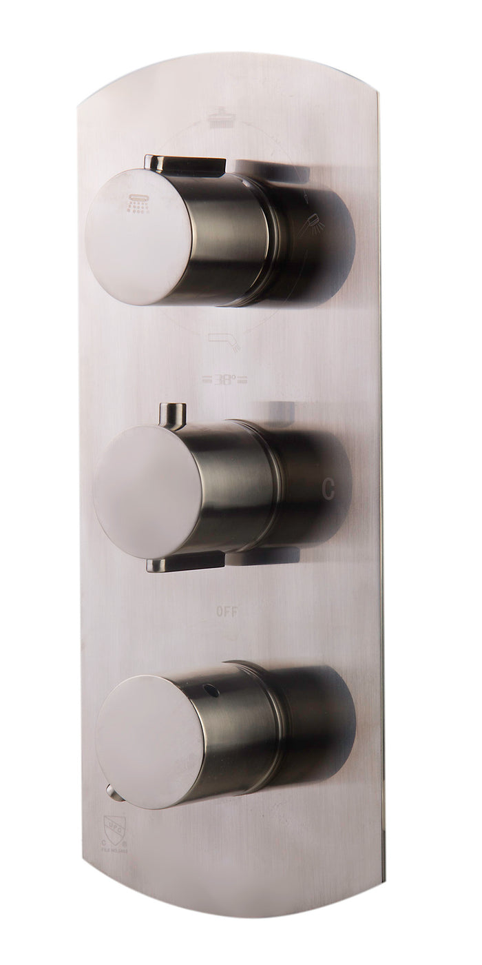ALFI AB4101-BN Brushed Nickel Concealed 4-Way Thermostatic Valve Shower Mixer /w Round Knobs