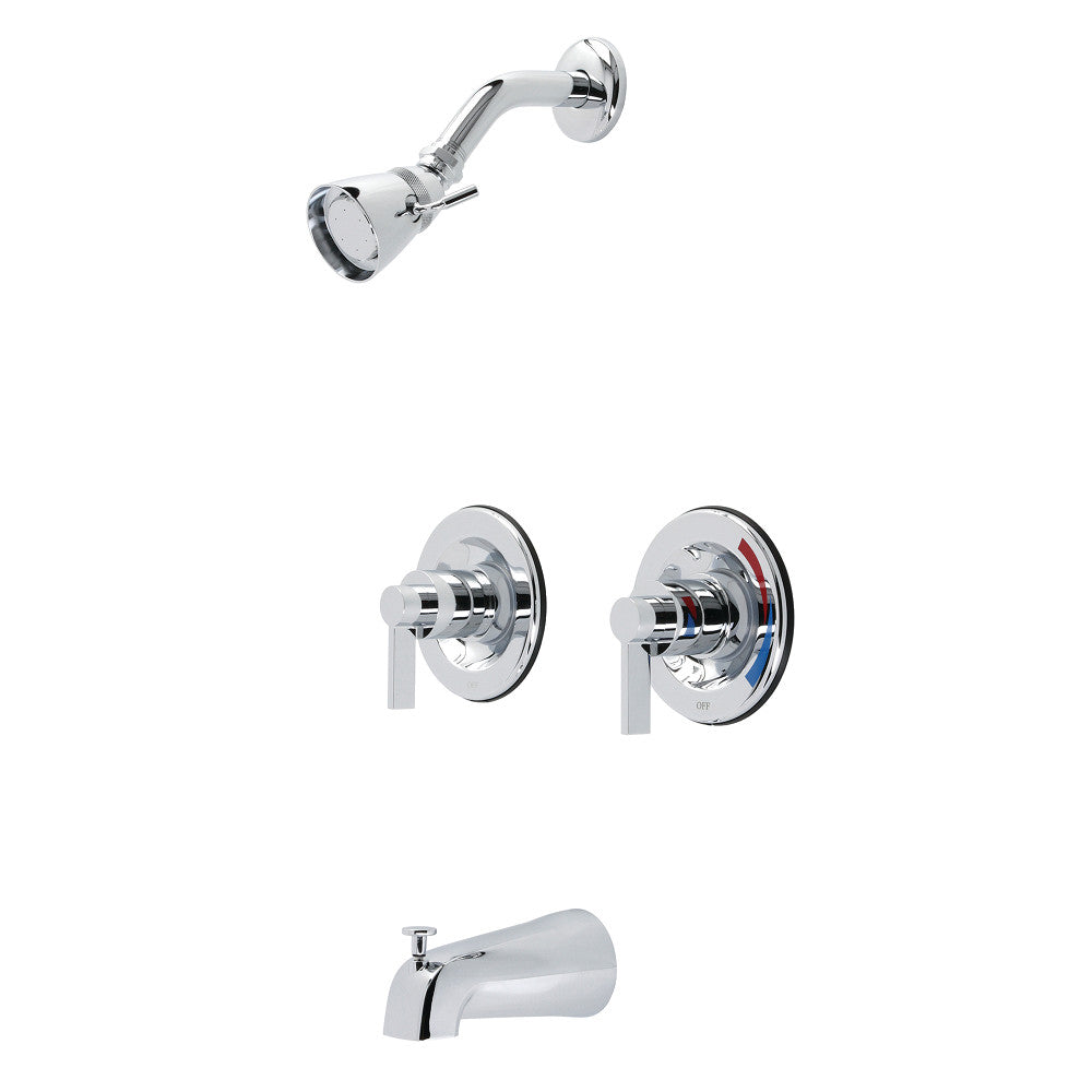 Kingston Brass KB661NDL NuvoFusion Double-Handle Pressure Balanced Tub and Shower Faucet, Polished Chrome