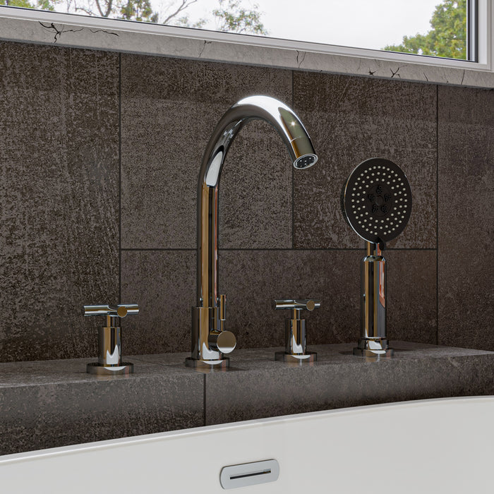 ALFI AB2503-PC Polished Chrome Deck Mounted Tub Filler with Hand Held Showerhead