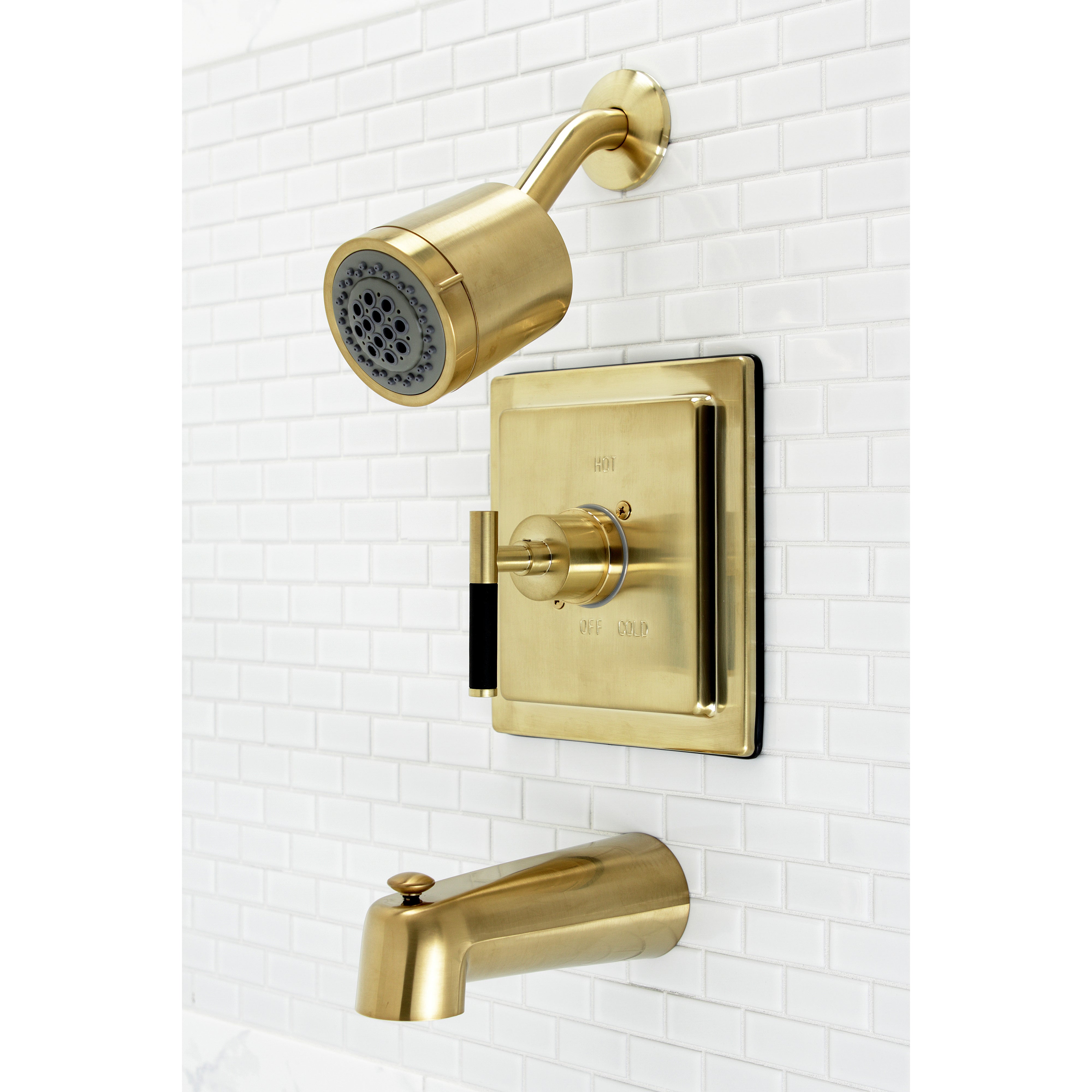 Kingston Brass KB4657CKL Kaiser Single-Handle Pressure Balanced Tub and Shower Faucet, Brushed Brass