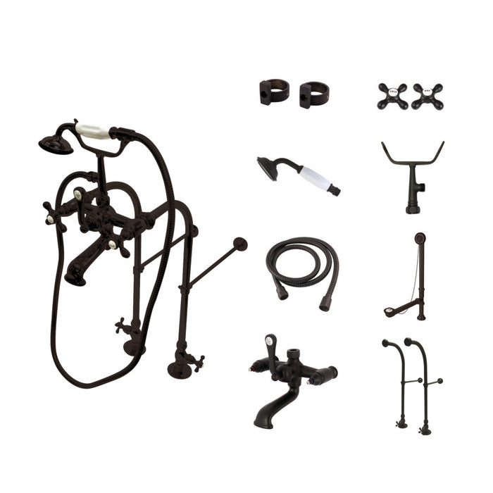 Kingston Brass CCK5175AX Vintage Freestanding Clawfoot Tub Faucet Package with Supply Line, Hand Shower and Tub Drain, Oil Rubbed Bronze