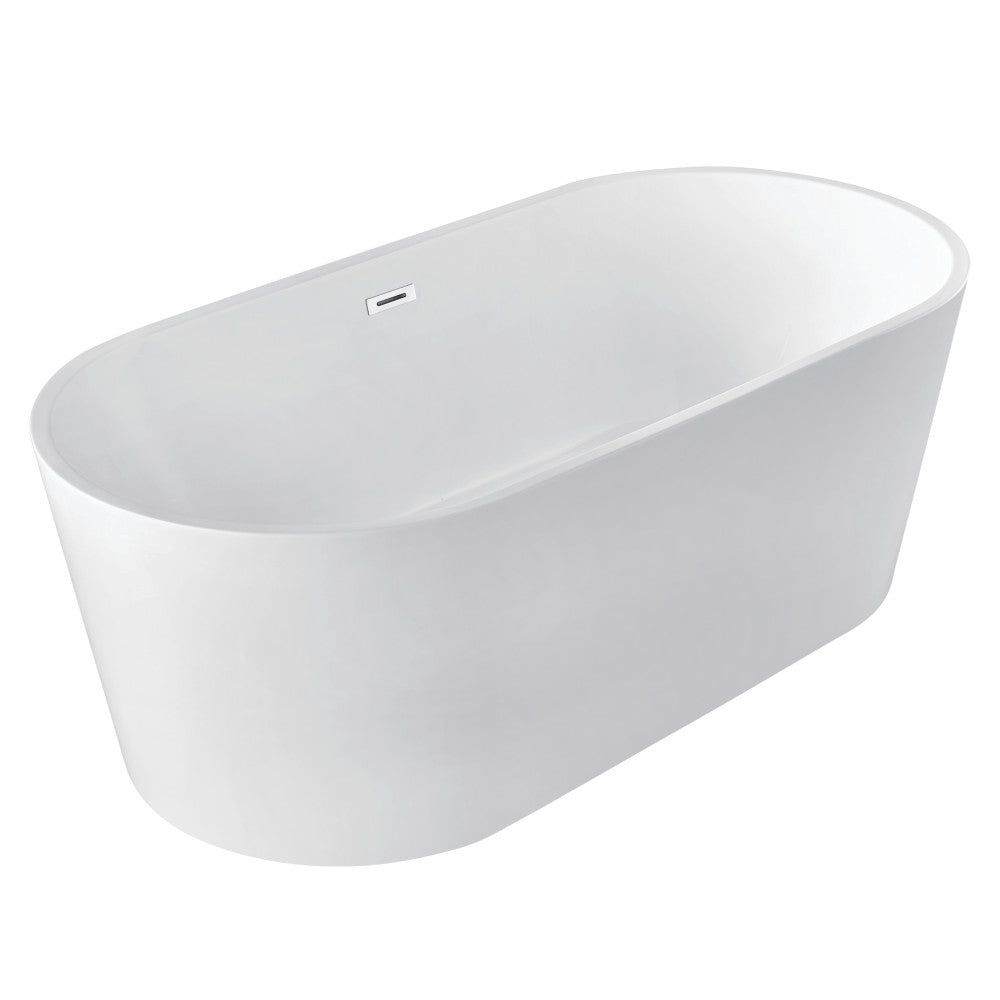 Kingston Brass VTDE603023BA 59" Acrylic Oval Double Ended Freestanding Tub with Drain, Glossy White