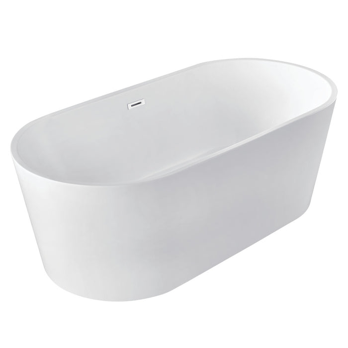 Kingston Brass VTDE603023BA 59" Acrylic Oval Double Ended Freestanding Tub with Drain, Glossy White