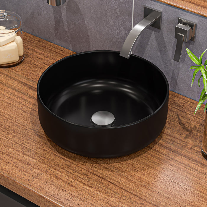 ALFI ABC907-BM Black Matte 15" Round Above Mount Ceramic Sink