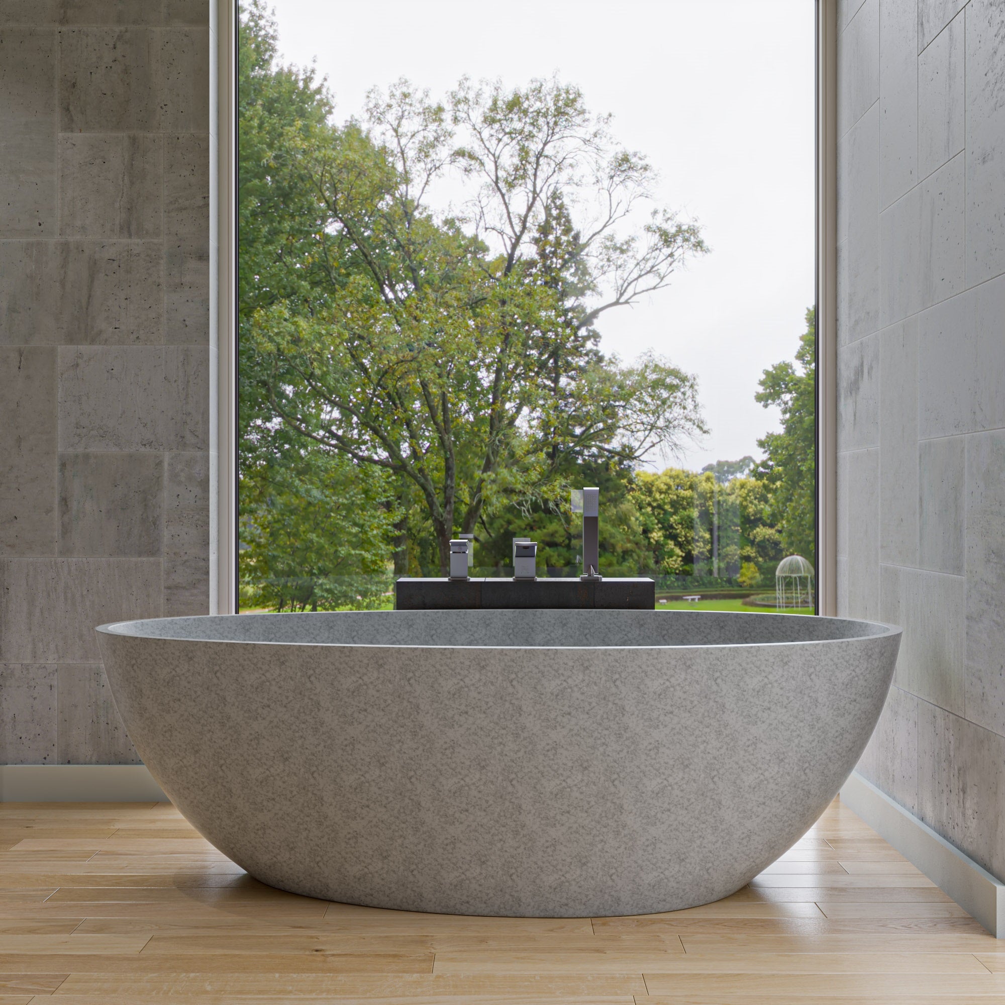 ALFI AB2464-BN Brushed Nickel Deck Mounted 3 Hole Tub Filler & Shower Head