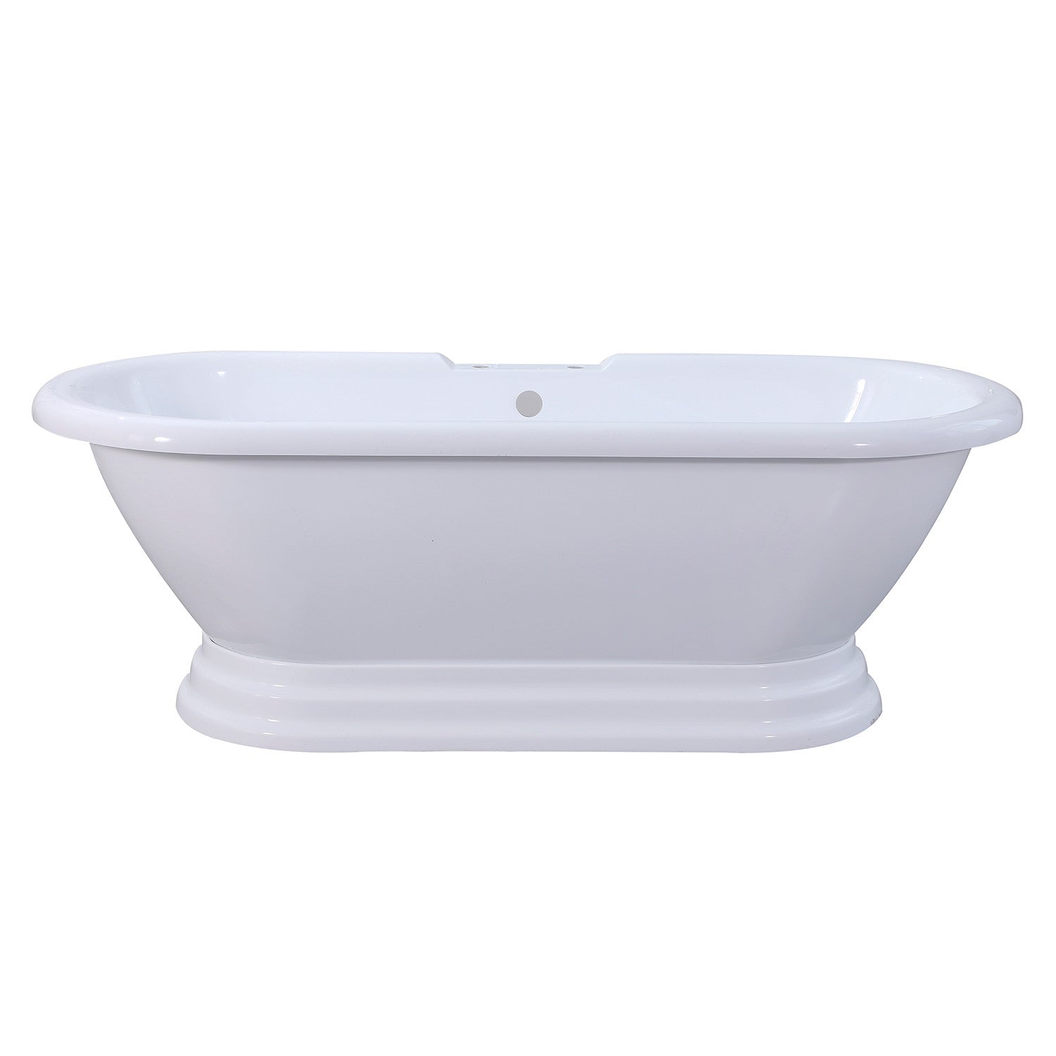 Aqua Eden VT7PE672824PBA 67" Acrylic Oval Double Ended Pedestal Tub (7" Faucet Drillings), Glossy White