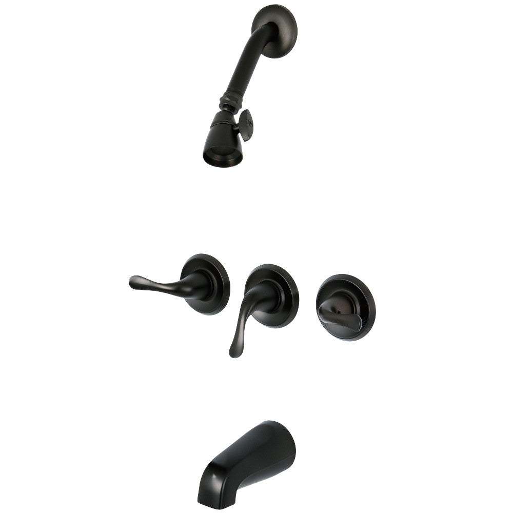 Kingston Brass KB2235YL Yosemite Triple-Handle Tub and Shower Faucet, Oil Rubbed Bronze