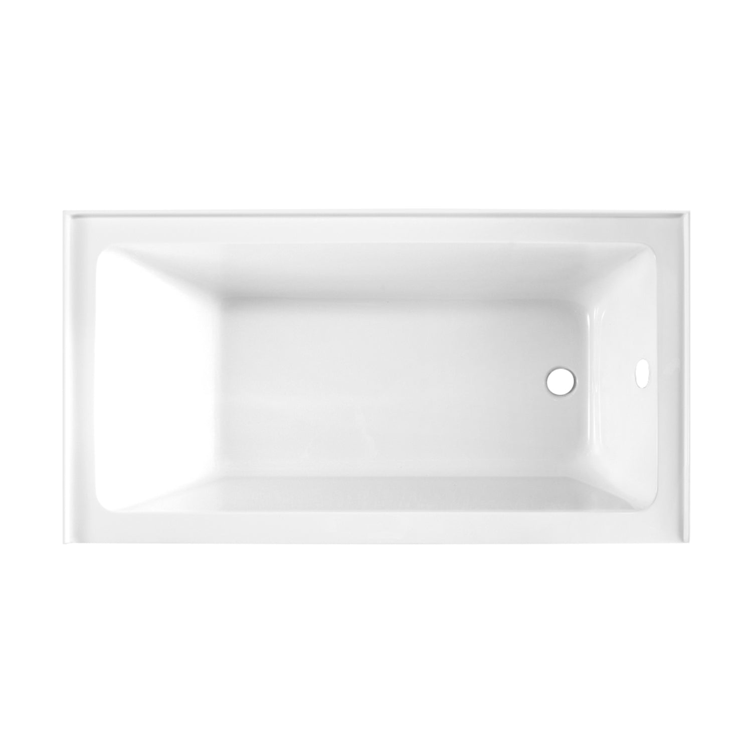 Aqua Eden VTAP6032R22 60" Acrylic Rectangular 3-Wall Alcove Tub, Right Hand Drain Hole, Glossy White