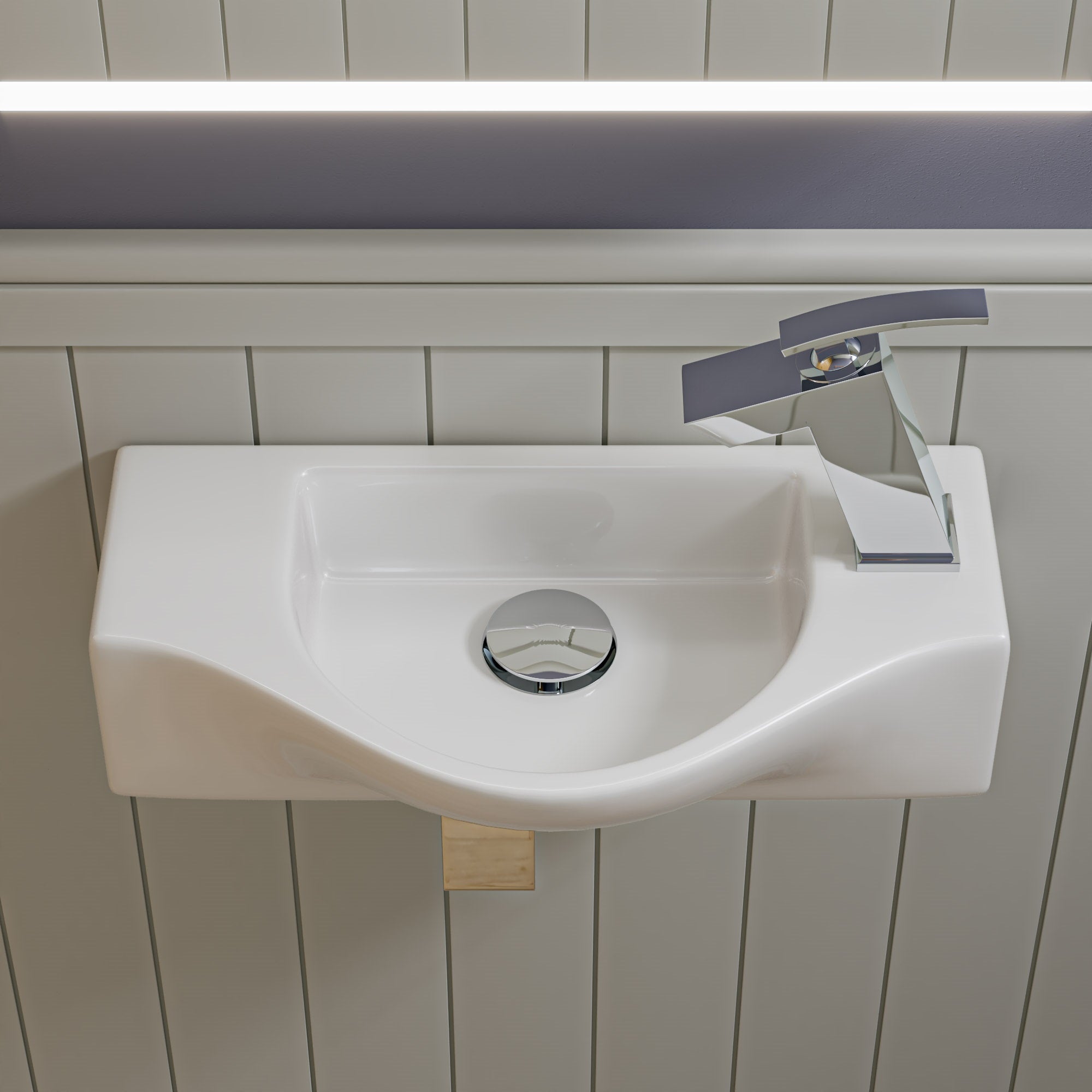 ALFI ABC114 White 18" Small Wall Mounted Ceramic Sink with Faucet Hole