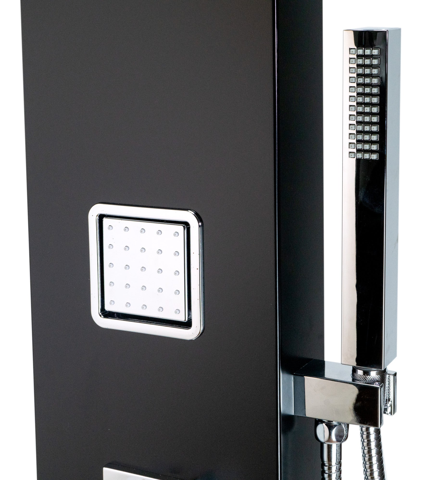 ALFI ABSP65B Black Aluminum Shower Panel with 2 Body Sprays and Rain Shower Head