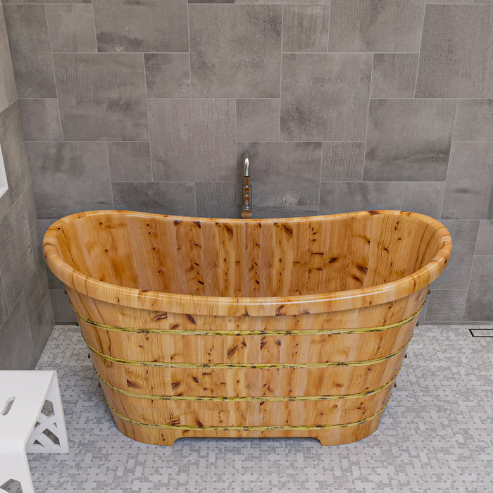 ALFI AB1105 63" Free Standing Cedar Wooden Bathtub