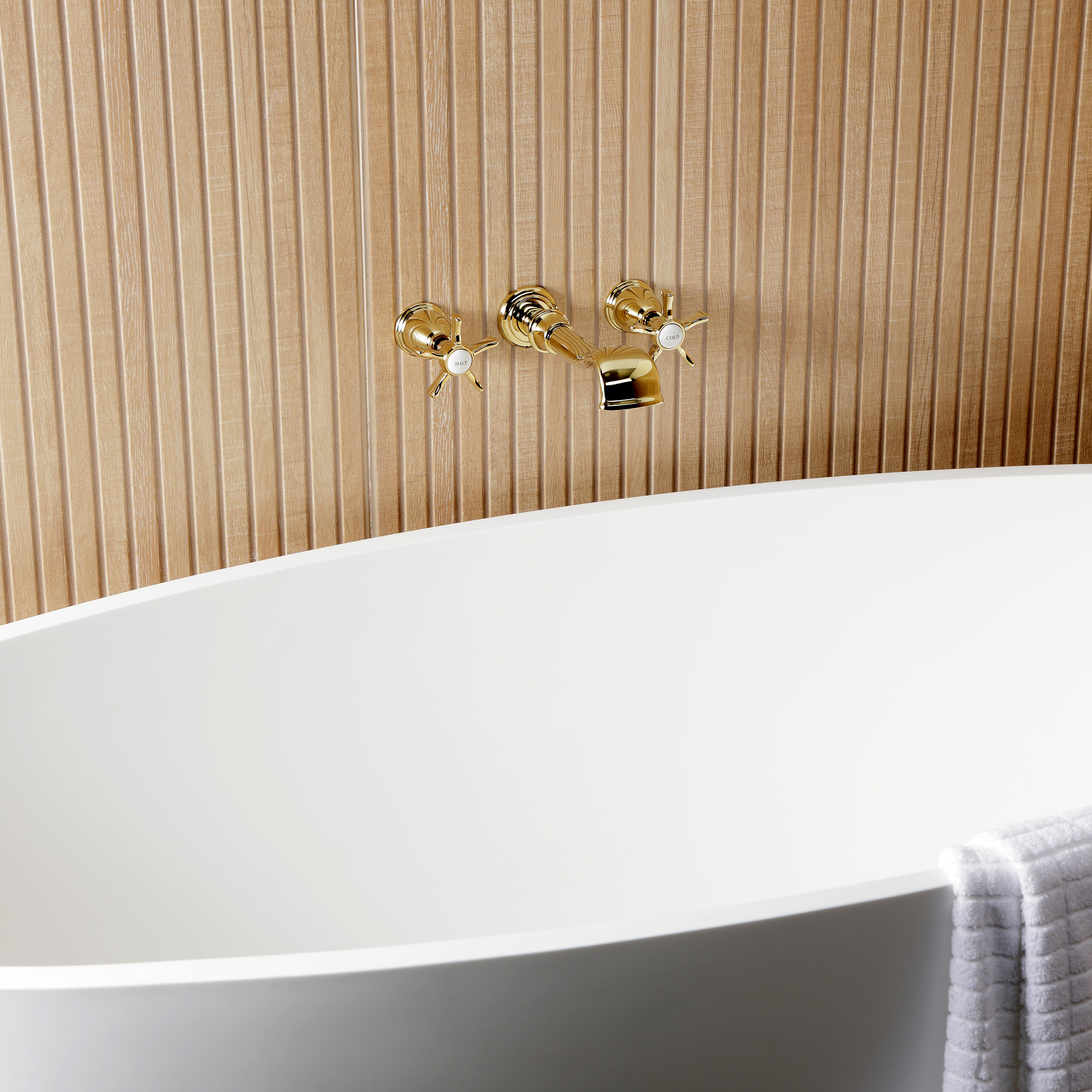Kingston Brass KS5022NX Hamilton Two-Handle Wall Mount Roman Tub Faucet, Polished Brass
