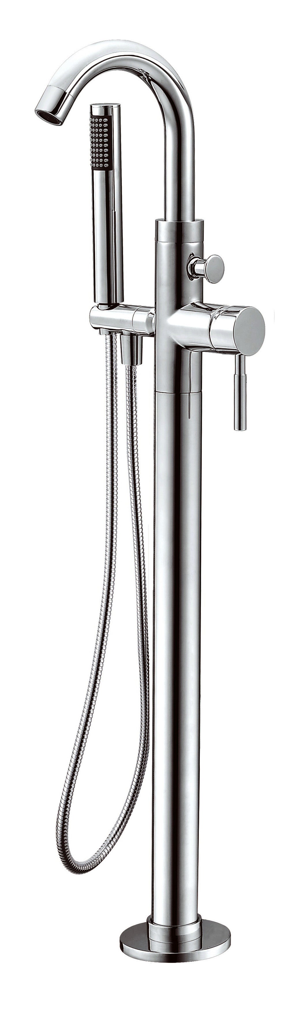 ALFI AB2534-PC Polished Chrome Single Lever Floor Mounted Tub Filler Mixer w Hand Held Shower Head