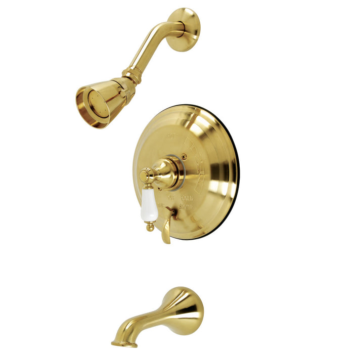 Kingston Brass KB36370PL Restoration Single-Handle Pressure Balanced Tub and Shower Faucet, Brushed Brass