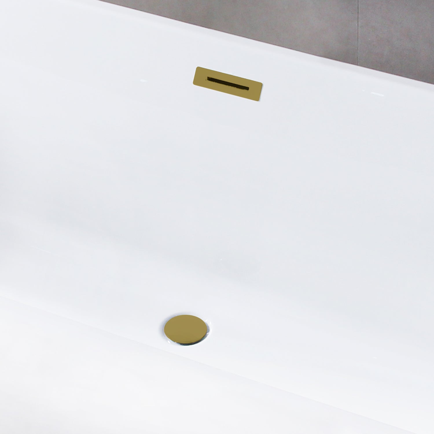Kingston Brass VTSQ593223C417 59" Acrylic Rectangular Double Ended Freestanding Tub with Drain, Glossy White/Brushed Brass