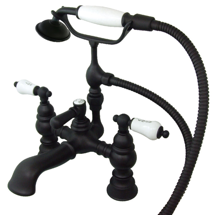 Kingston Brass CC1154T5 Vintage 7" Center Deck-Mount Clawfoot Tub Faucet with Hand Shower, Oil Rubbed Bronze