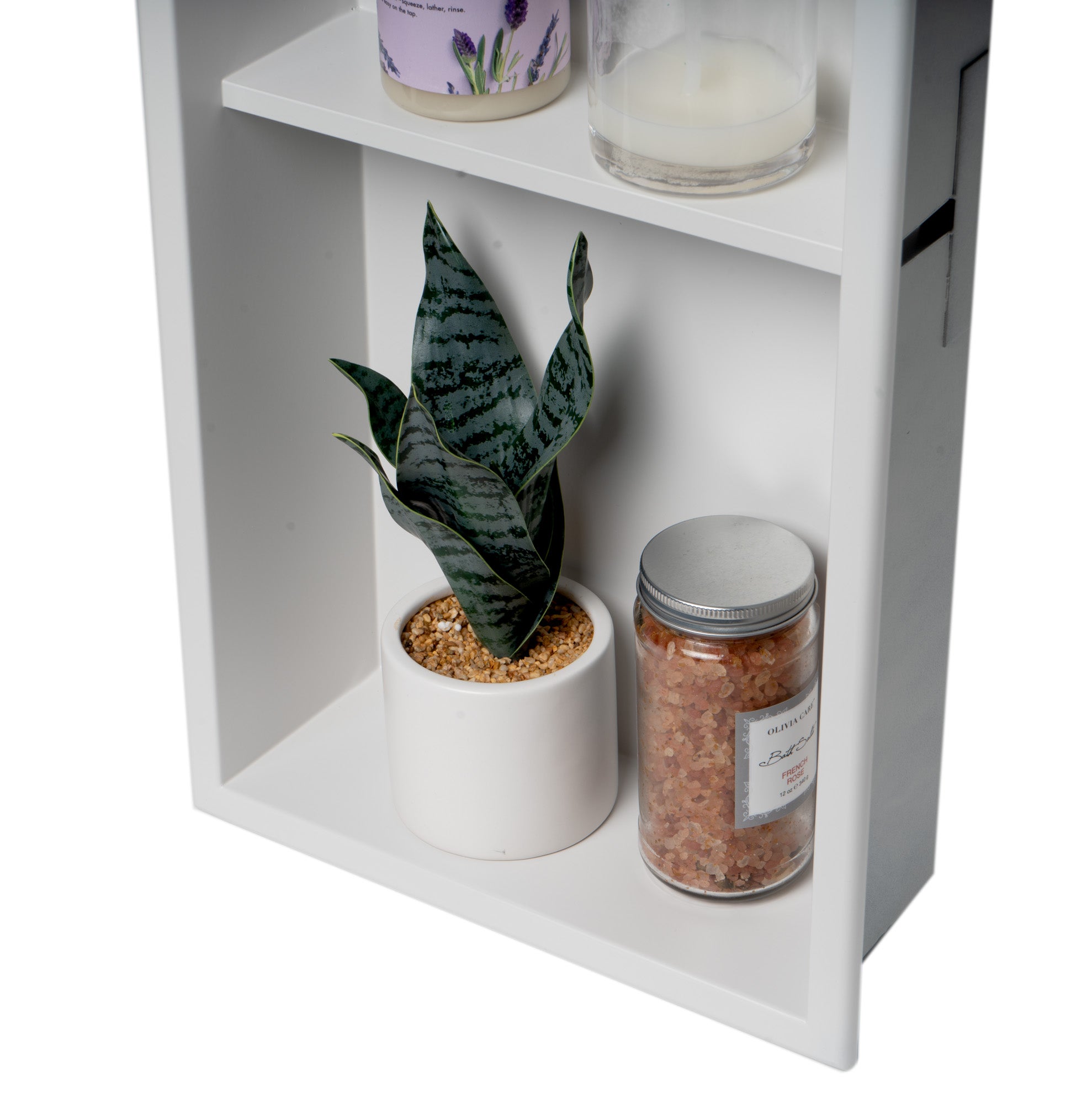 ALFI ABNC1224-W 12 x 24 White Matte Stainless Steel Vertical Double Shelf Bath Shower Niche