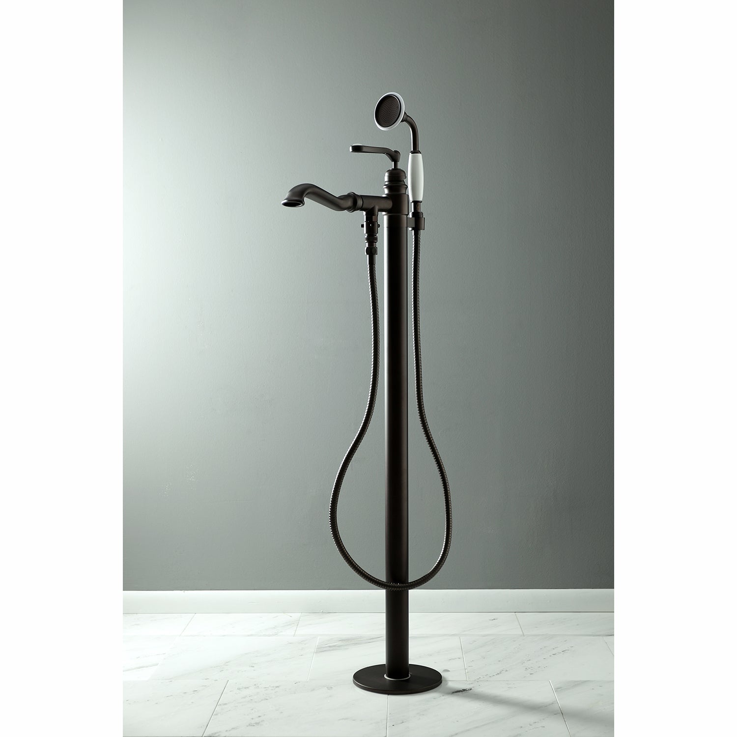 Kingston Brass KS7015RL Royale Freestanding Tub Faucet with Hand Shower, Oil Rubbed Bronze